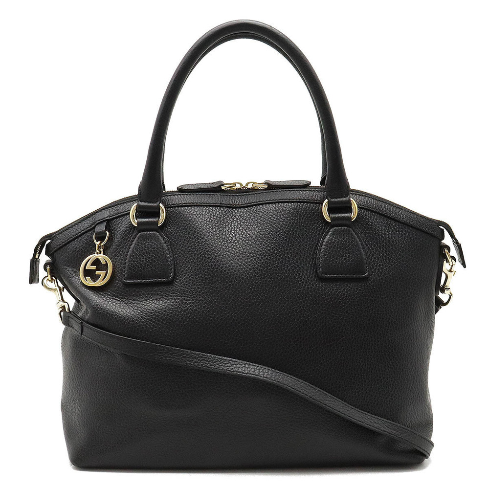 Gucci Handbag Crossbody Bag Double G Charm Leather Black
